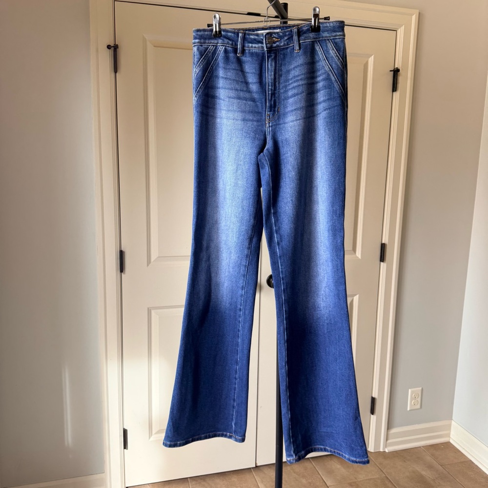 KanCan High Rise Wide Leg Jeans Medium Wash Trouser Style Denim 9/28